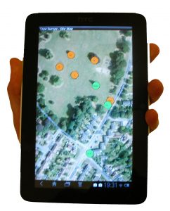 Tree Survey app on an Android tablet.